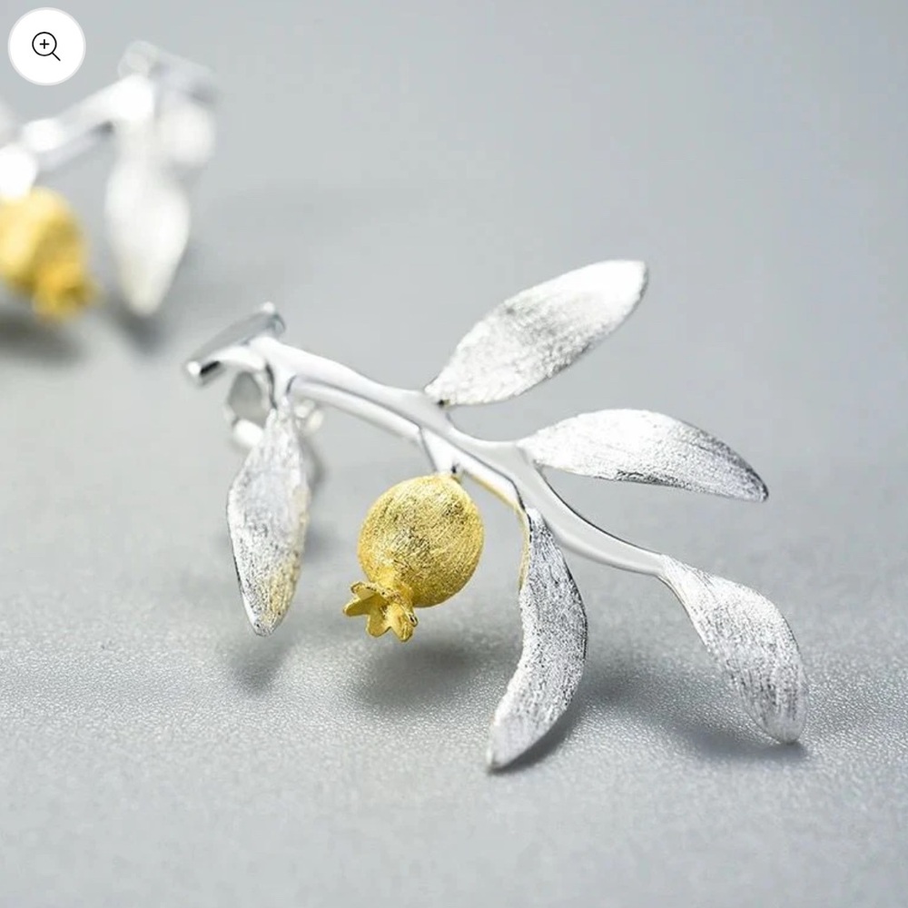 Elegant Silver and Gold Leaf Earrings - Picture 2 of 4